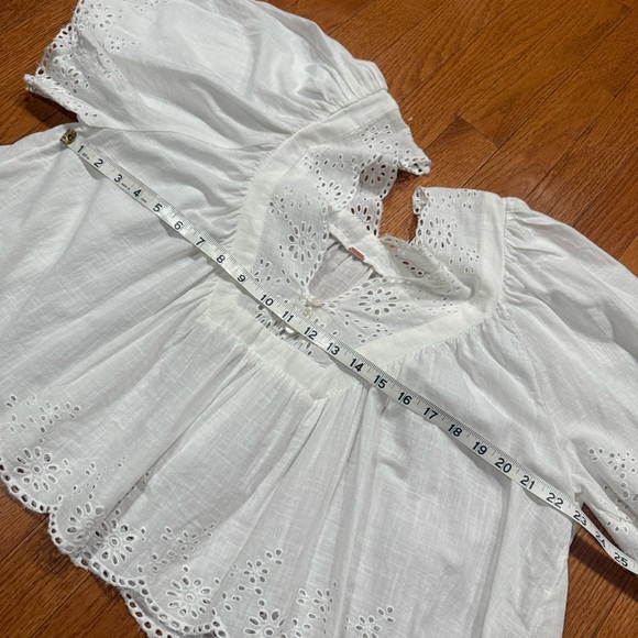 Free People Costa Eyelet Top Womens Small White Embroidered Cottagecore Blouse - Picture 5 of 7